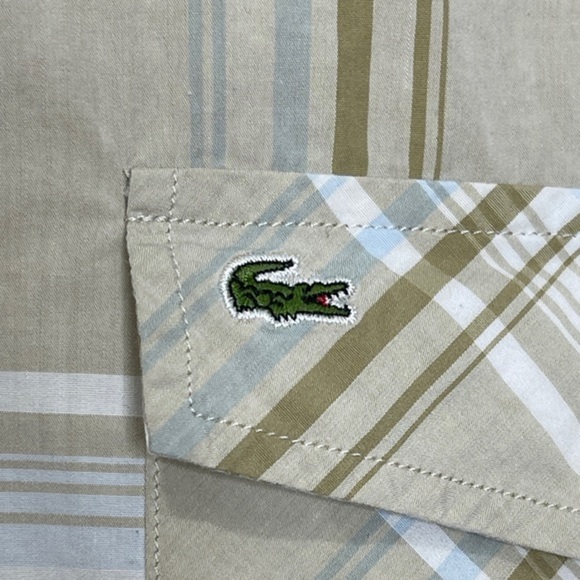 Lacoste Button Down Shirt Slim Fit Plaid Size 42 - Picture 4 of 7